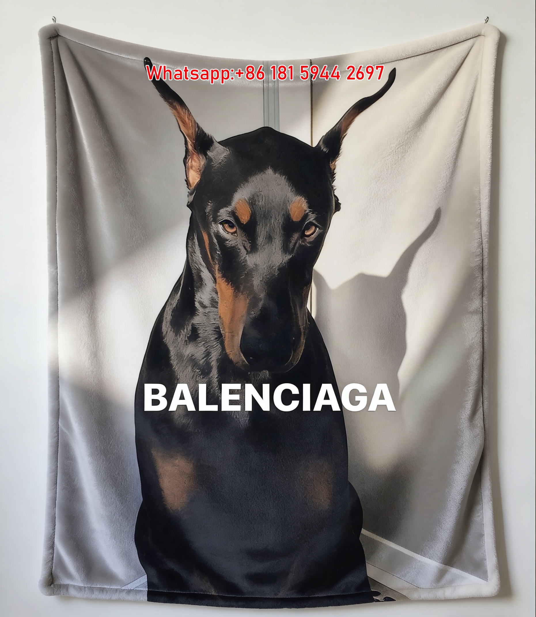 Balenciaga Doberman Print Fleece Throw Blanket BA440